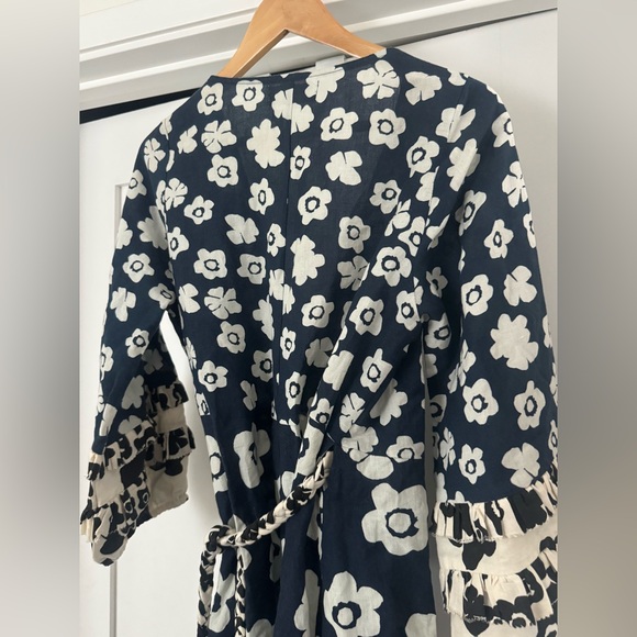 Apiece Apart Beja Ruffle Dress Wrap Floral Size 4 Blue - Picture 5 of 7
